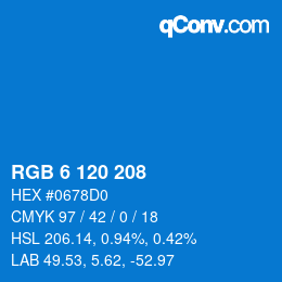 Color code: RGB 6 120 208 | qconv.com