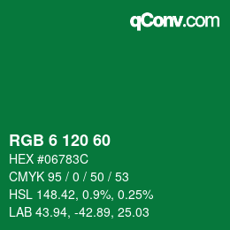 カラーコード: RGB 6 120 60 | qconv.com