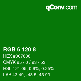 Color code: RGB 6 120 8 | qconv.com