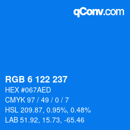 Color code: RGB 6 122 237 | qconv.com