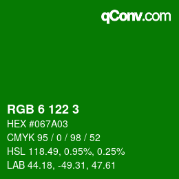 Color code: RGB 6 122 3 | qconv.com