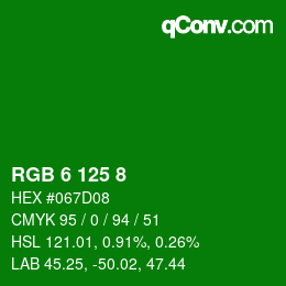 Color code: RGB 6 125 8 | qconv.com