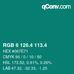 カラーコード: RGB 6 126.4 113.4 | qconv.com