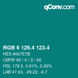 カラーコード: RGB 6 126.4 123.4 | qconv.com