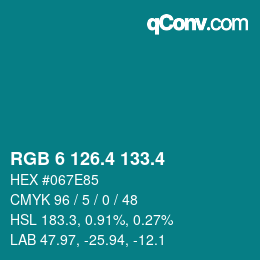 カラーコード: RGB 6 126.4 133.4 | qconv.com