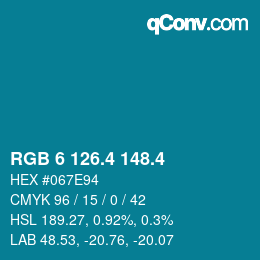 カラーコード: RGB 6 126.4 148.4 | qconv.com