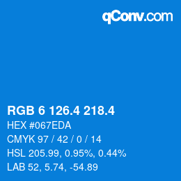 カラーコード: RGB 6 126.4 218.4 | qconv.com