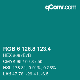 カラーコード: RGB 6 126.8 123.4 | qconv.com