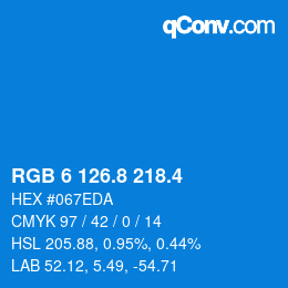 カラーコード: RGB 6 126.8 218.4 | qconv.com
