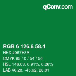 カラーコード: RGB 6 126.8 58.4 | qconv.com