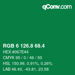 カラーコード: RGB 6 126.8 68.4 | qconv.com