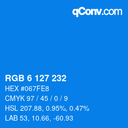 Color code: RGB 6 127 232 | qconv.com