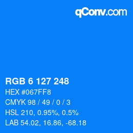 Color code: RGB 6 127 248 | qconv.com