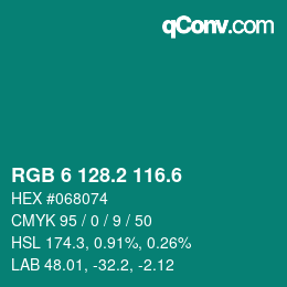 カラーコード: RGB 6 128.2 116.6 | qconv.com