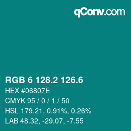 カラーコード: RGB 6 128.2 126.6 | qconv.com
