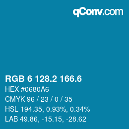 カラーコード: RGB 6 128.2 166.6 | qconv.com