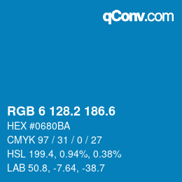 カラーコード: RGB 6 128.2 186.6 | qconv.com