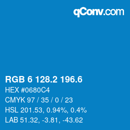 カラーコード: RGB 6 128.2 196.6 | qconv.com