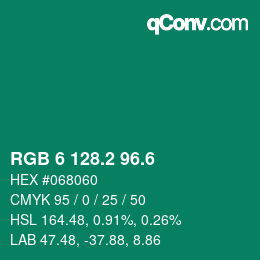 カラーコード: RGB 6 128.2 96.6 | qconv.com