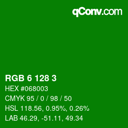 Color code: RGB 6 128 3 | qconv.com