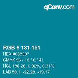 Color code: RGB 6 131 151 | qconv.com