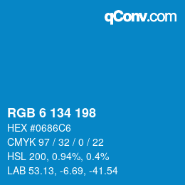 Color code: RGB 6 134 198 | qconv.com
