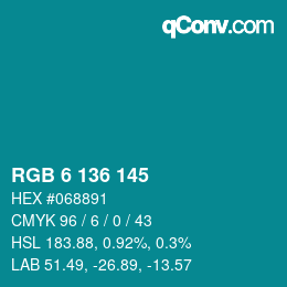 Color code: RGB 6 136 145 | qconv.com