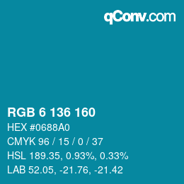 Color code: RGB 6 136 160 | qconv.com