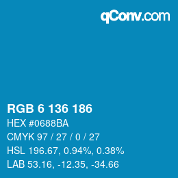 Color code: RGB 6 136 186 | qconv.com