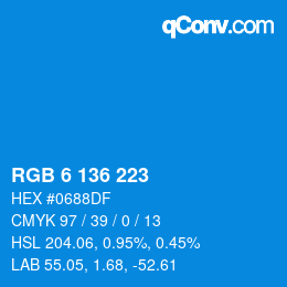 Color code: RGB 6 136 223 | qconv.com