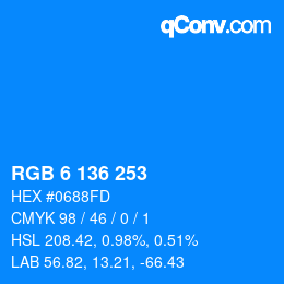 Color code: RGB 6 136 253 | qconv.com