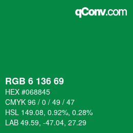 Color code: RGB 6 136 69 | qconv.com
