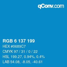 Color code: RGB 6 137 199 | qconv.com