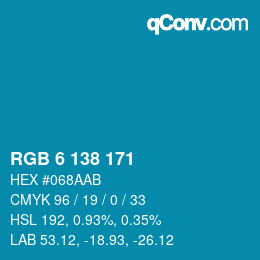 Color code: RGB 6 138 171 | qconv.com