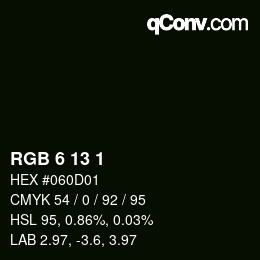 Color code: RGB 6 13 1 | qconv.com