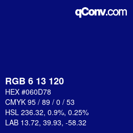 カラーコード: RGB 6 13 120 | qconv.com
