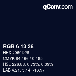 Color code: RGB 6 13 38 | qconv.com