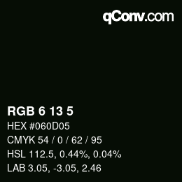 Color code: RGB 6 13 5 | qconv.com