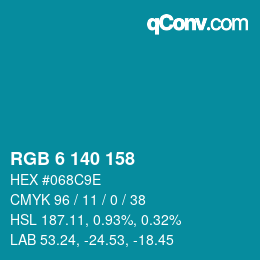 颜色代码: RGB 6 140 158 | qconv.com