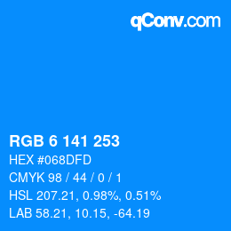 Color code: RGB 6 141 253 | qconv.com