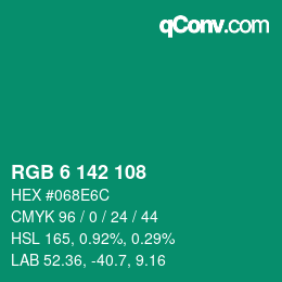 颜色代码: RGB 6 142 108 | qconv.com