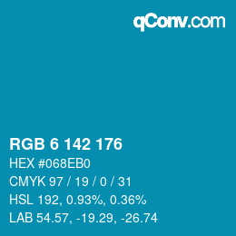 Color code: RGB 6 142 176 | qconv.com