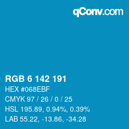 Color code: RGB 6 142 191 | qconv.com