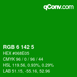 Color code: RGB 6 142 5 | qconv.com