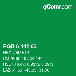 颜色代码: RGB 6 142 66 | qconv.com