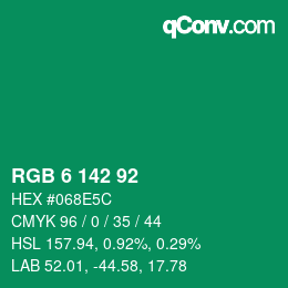 颜色代码: RGB 6 142 92 | qconv.com