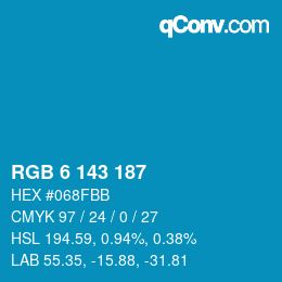Color code: RGB 6 143 187 | qconv.com