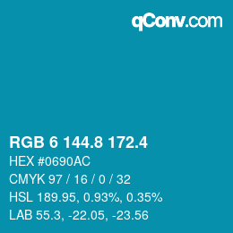 カラーコード: RGB 6 144.8 172.4 | qconv.com