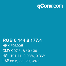 カラーコード: RGB 6 144.8 177.4 | qconv.com