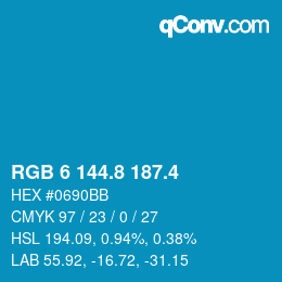 カラーコード: RGB 6 144.8 187.4 | qconv.com